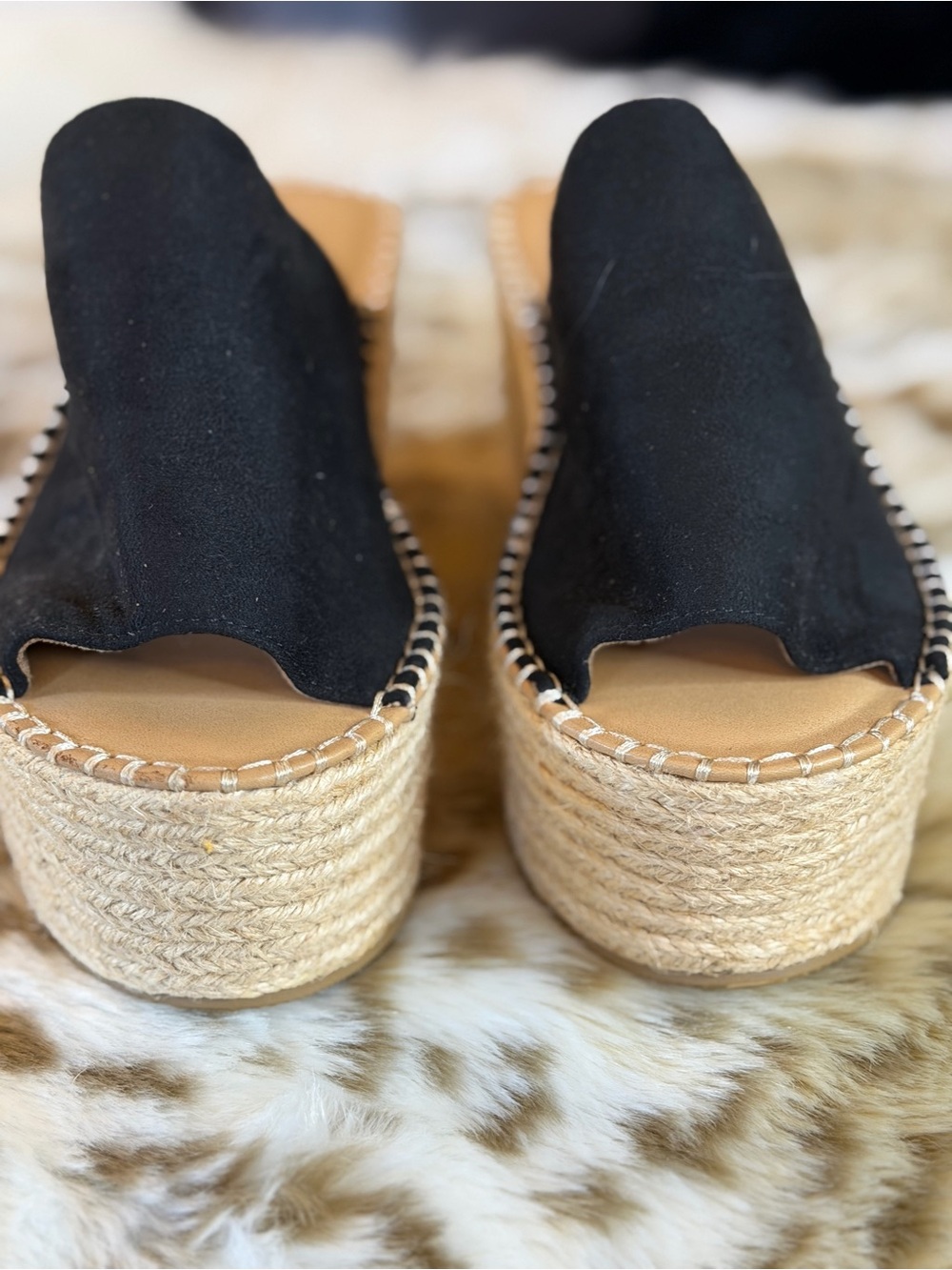 Soda Black Suede Platform Espadrille Slide - Picture 3 of 6